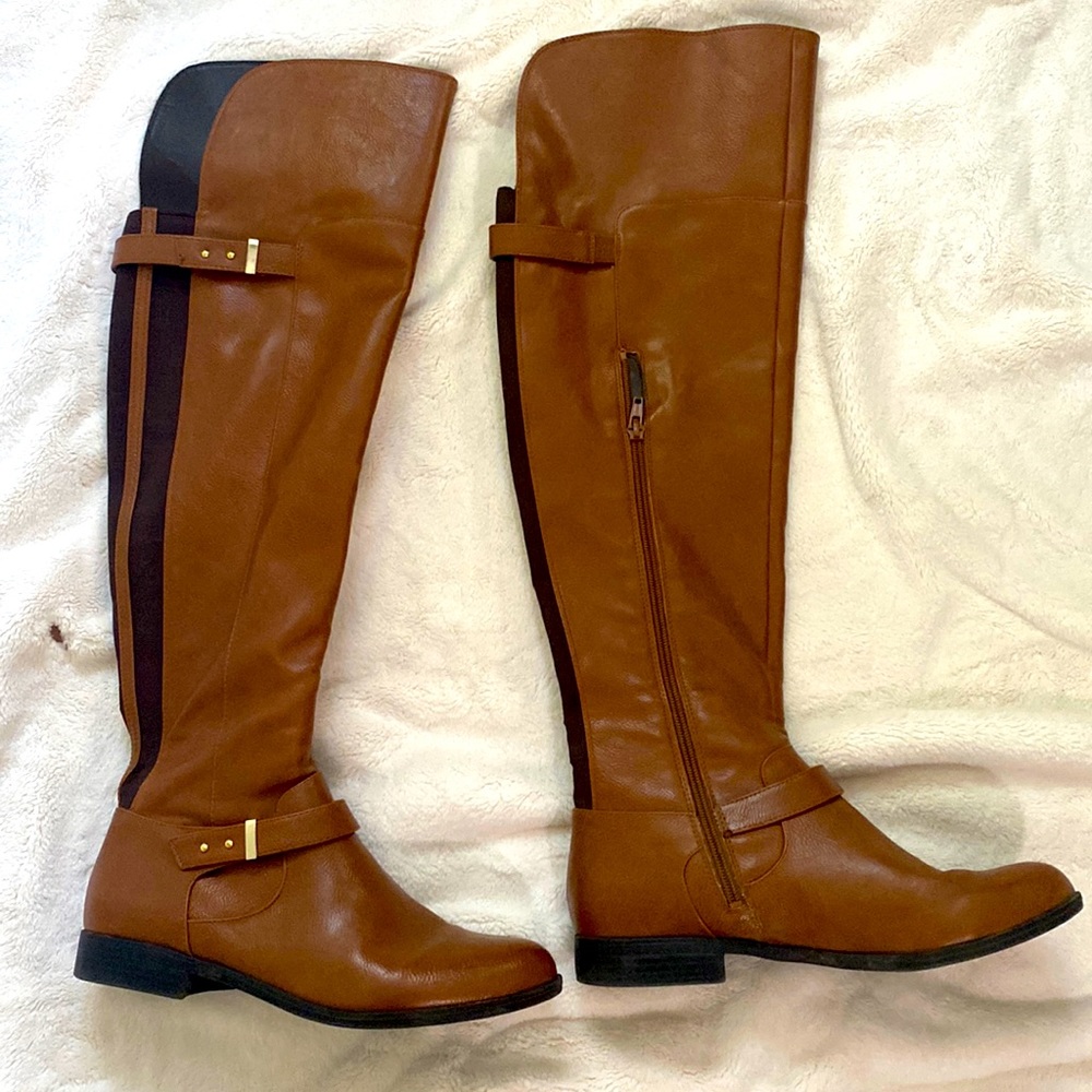Over the knee brown boots